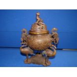 Bronze effect Oriental incense burner