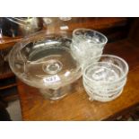 Cut glass bowl and fruit bowls