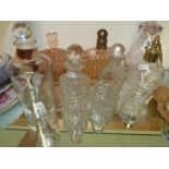 Various glass scent bottles