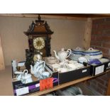 3 boxes - dinner and tea sets and clock