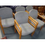 5 grey upholstered arm chairs