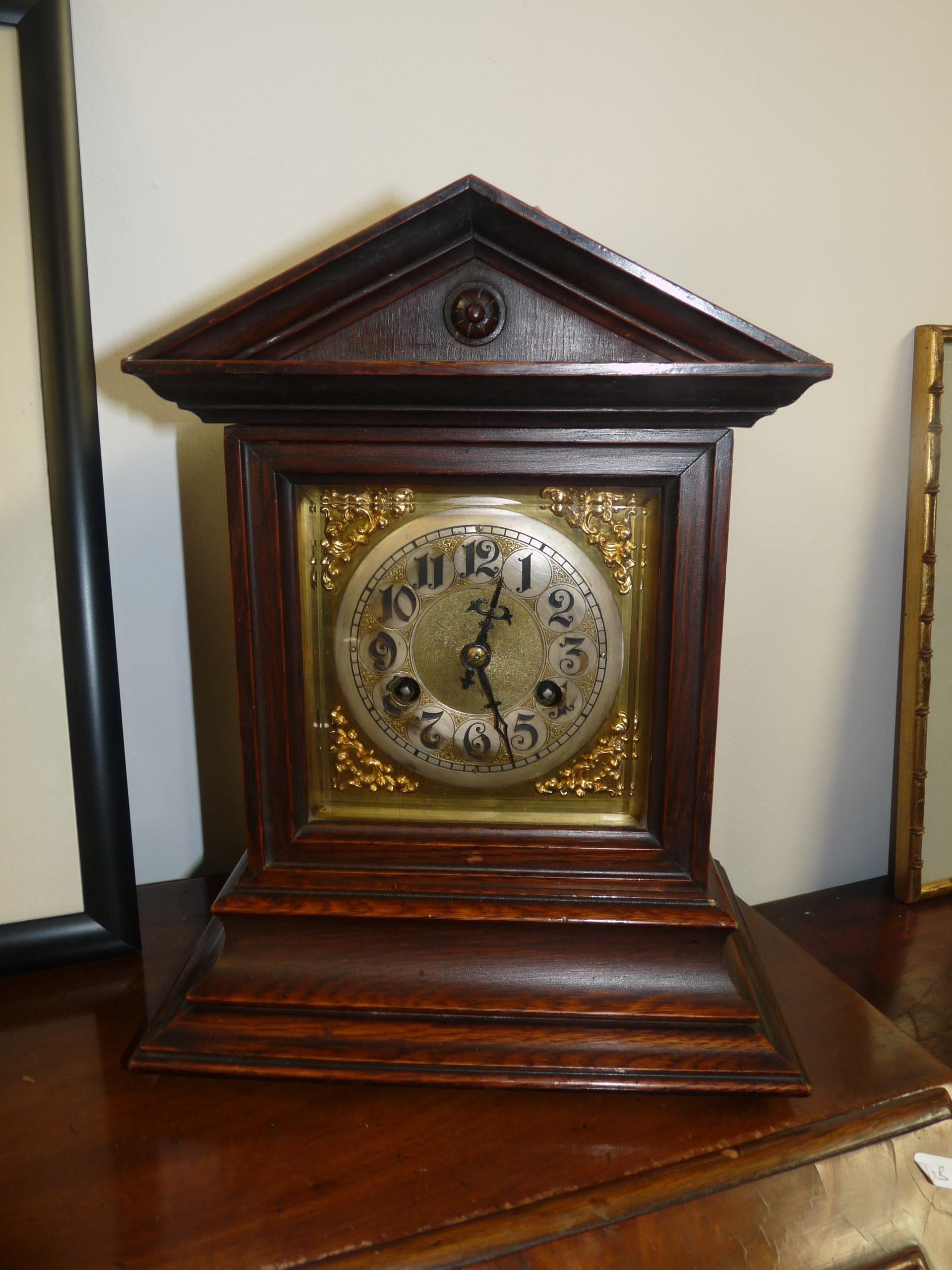 Oak cased mantle clock