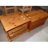 Modern pine blanket box and bedside cabinet