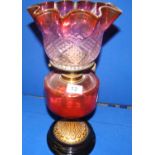 Antique Cranberry glass oil lamp