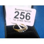 18ct five stone diamond and sapphire ring 3.3g