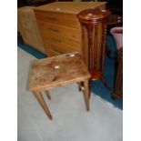 School desk and repro. Mahogany plant stand