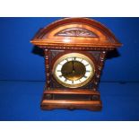 German wooden cased mantle clock