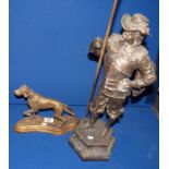 Metallic hunting dog and musketeer figures