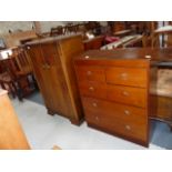 Oak hall robe and chest