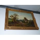 Signed oil on canvas of countryside scene