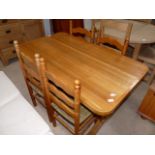 Pine dining table and 4 chairs