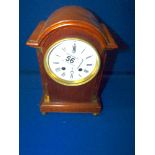 A & J Kleiser York wooden cased mantle clock with key