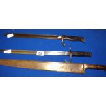 Trio of Bayonets - one marked 'RK' one with Arabic marks to handle