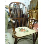 Yew wood high back Windsor chair