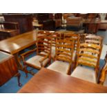 Repro. Oak refrectory dining table (183x91cm) + 8 chairs