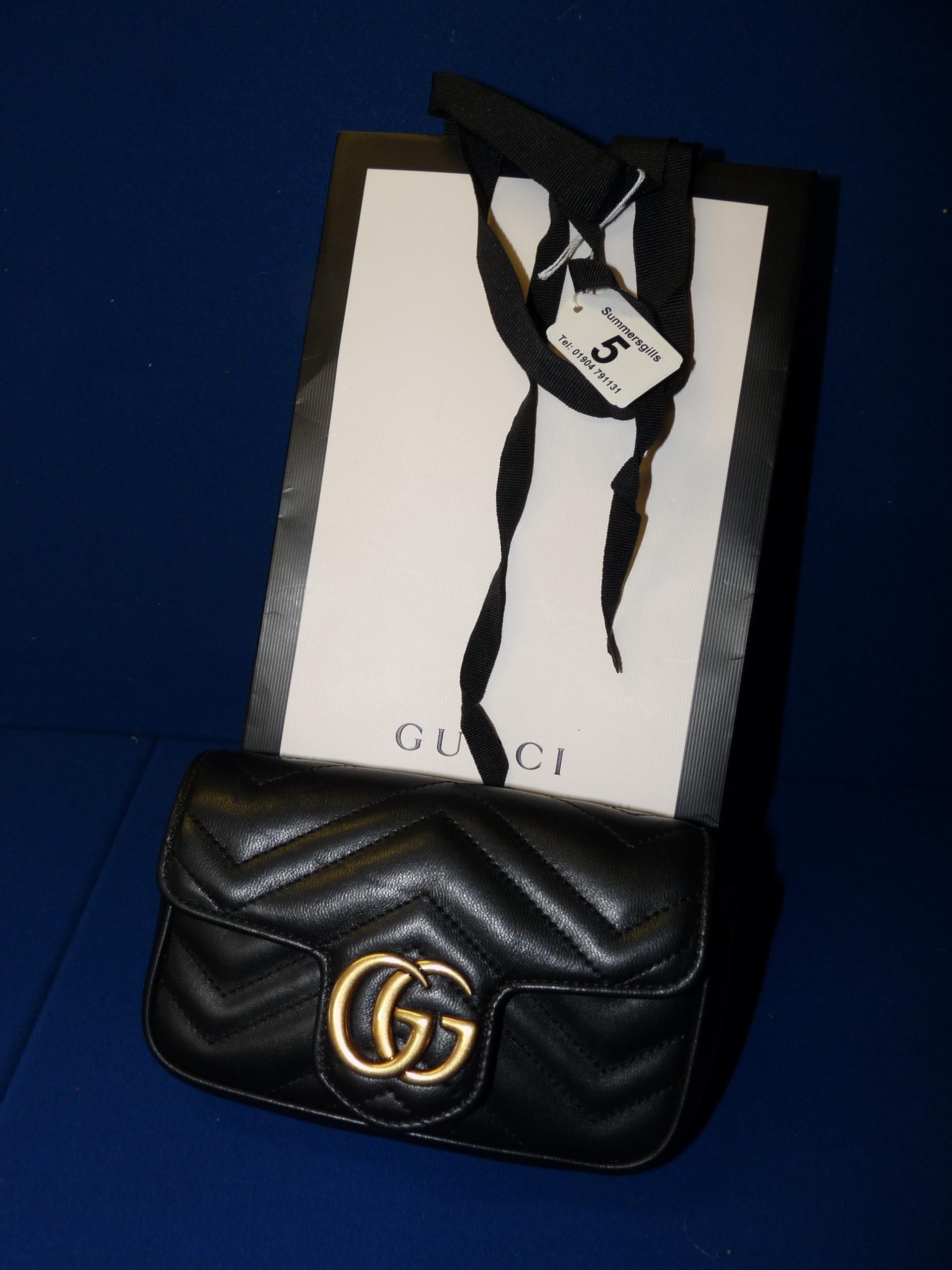 Gucci Marmont Super mini bag in Black Calf skin leather H 4" x 6.5" x d 1.75" Pre owned grade A- - Image 6 of 7