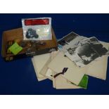 Box of Military photos, Ephemera, GPO buttons and army badges