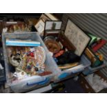 3 boxes of games, prints, figures, incl Franklin mint U.N. Children set