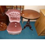 Victorian mahogany wine table and Victorian nursing chair