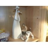 Lladro puppy and nuns and Royal Copenhagen figure