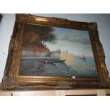 Repro oil on canvas of a Venice scene 105x130cm