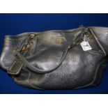 Prada Buckle Tote bag Vitelloe Daino medium size in metallic grey/silver leather