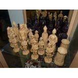 Carved chess set resin ( pawn 9cm King 13cm )