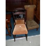 Victorian prayer chair and 2 bedroom chairs