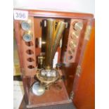 Large brass microscope by Ross London 5256 in case 45cm