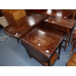Oak tea trolley, side table, dining table and chest