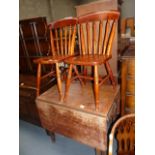 2 kitchen dining chairs and mahogany drop leaf table