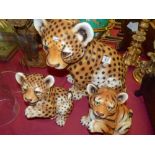 3 pce Ceramic leopard family