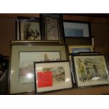 Collection of framed prints and drawings