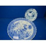 Large blue and white charger and small plate