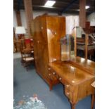 Walnut wardrobe and dressing table + 2 beds