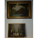 Signed oil 'Jelon' in the style of Atkinson Grimshaw & a Victorian oil