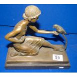 Art Deco Chiparus Lady with Parrot figure