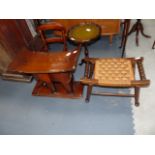 Childs chair, elephant table, stool and wine table