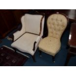 Victorian nursing chair and mahogany armchair