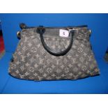 Louis Vuitton Neo Cabby size MM in Black denim and black leather bag H 11" x w 6" x 11" Grade B