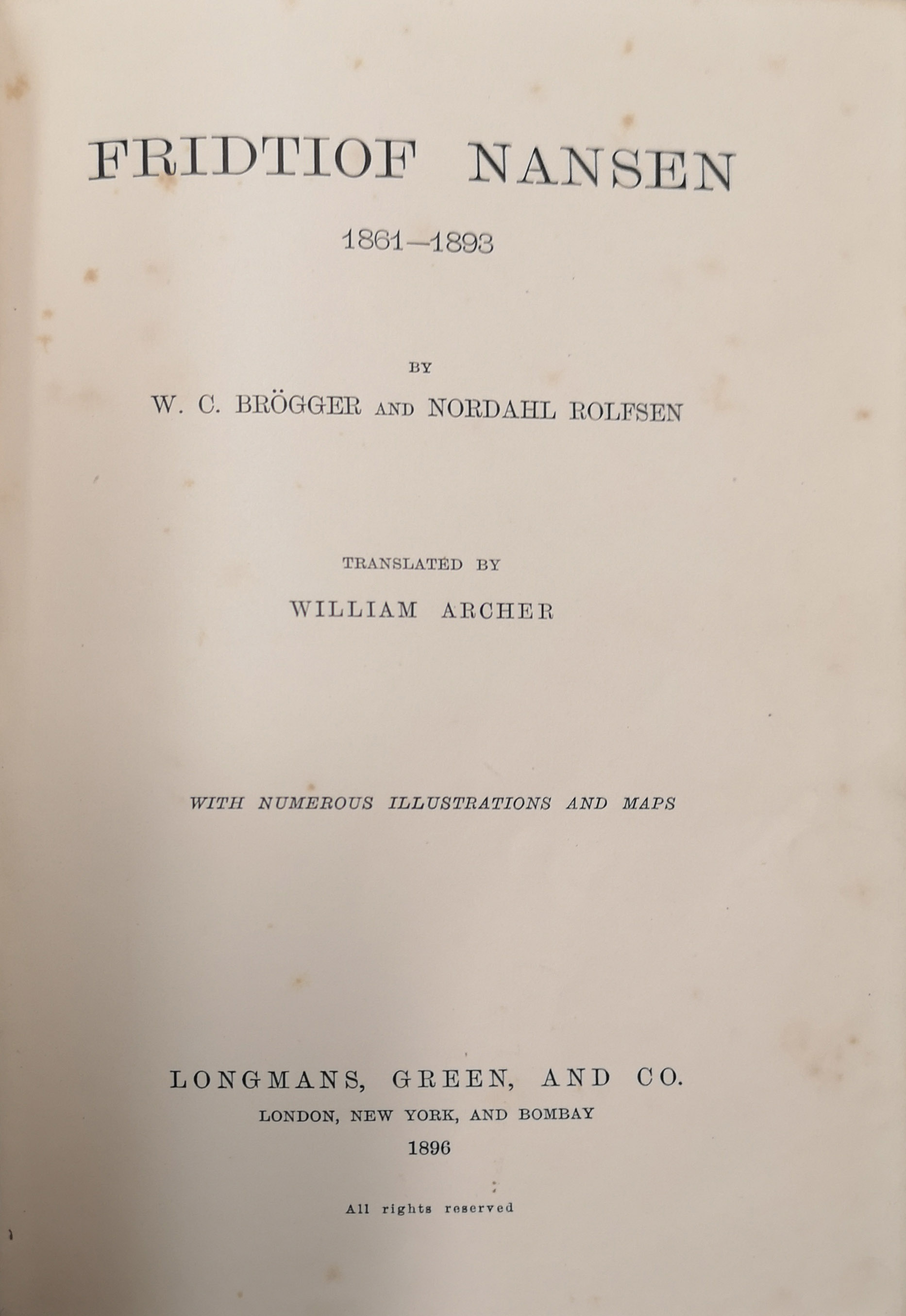 ARTHUR J. BAIN, 'LIFE AND EXPLORATIONS OF FRIDTJOF NANSEN' London, Walter Scott, 8 vol., new - Image 2 of 3