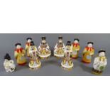 ROYAL WORCESTER, A COLLECTION OF TEN PORCELAIN CANDLE SNUFFERS Modelled as Oriental characters