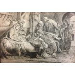 AN OLD MASTER PEN AND INK DRAWING, NATIVITY SCENE Inscribed verso. (w 23cm x 15.5cm)