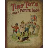 TINY TOTS LINEN PICTURE BOOK London, Frederick Warn & Co., N.D., CA 1900, glazed paper pictorial