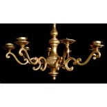 THREE CROMWELLIAN DESIGN HEAVY BRASS CHANDELIERS. (largest diameter 75cm)