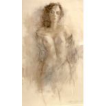 GARY BENFIELD, B. 1965, BRITISH, WATERCOLOUR Titled 'Carrie', semiclad female, framed and glazed. (
