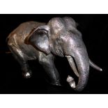 CARR'S OF SHEFFIELD, A LARGE 20TH CENTURY FILLED SILVER MODEL OF AN ELEPHANT In standing pose with