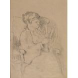 MALCOLM DRUMMOND, 1880 - 1945, PENCIL, CIRCA 1915 Lady seated in a wing armchair reading, mounted,