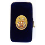 A VICTORIAN SILVER GILT AND ENAMEL PRESENTATION CIGAR CASE Bearing an oval cartouche of Viscount