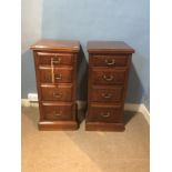 A PAIR OF VICTORIAN MAHOGANY PEDESTAL CHEST Of four graduated drawers, fitted with brass swan neck